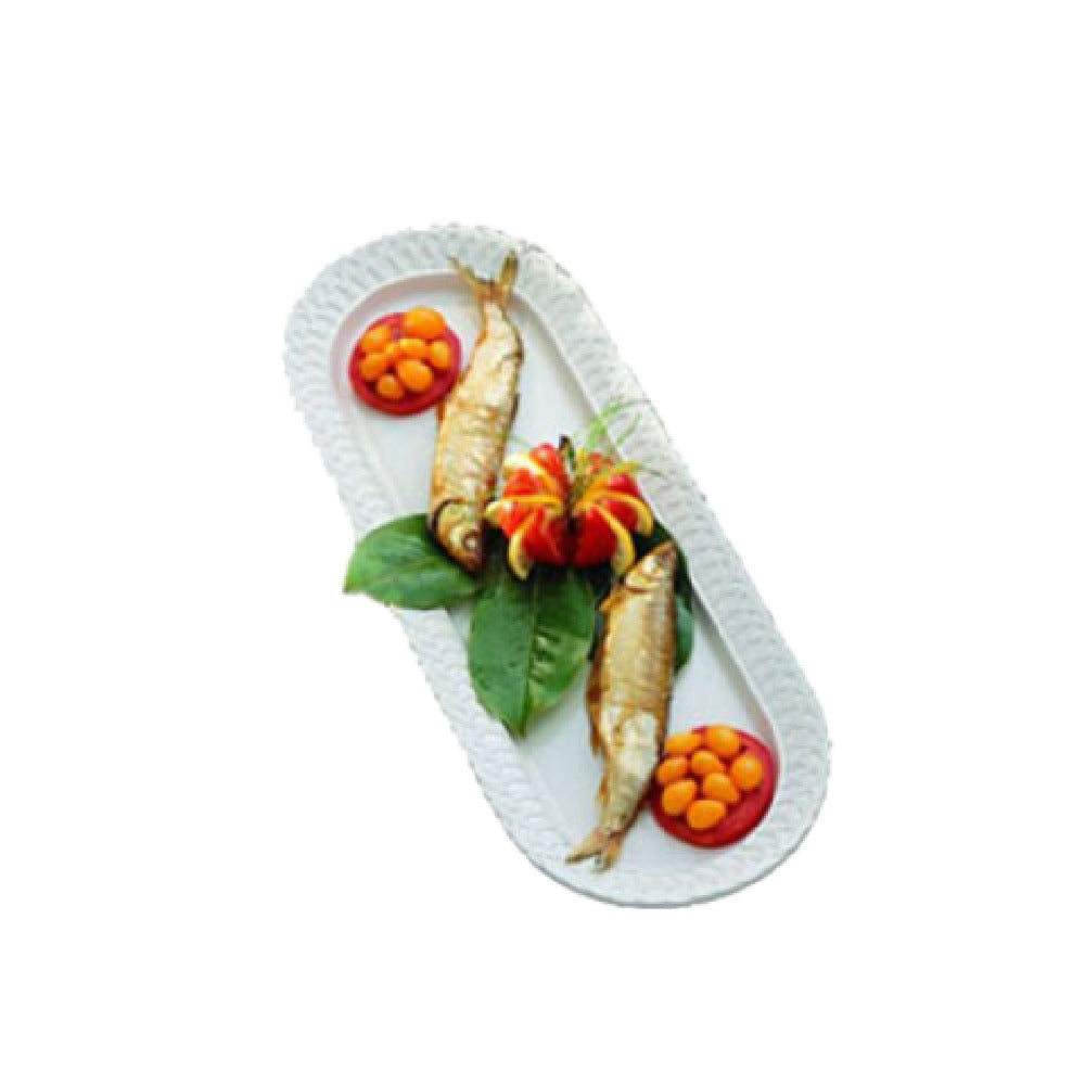 Bon Chef 2311PWHT Trellis Fish Platter 8-1/2" X 22-5/8" Aluminum With Ceramic-look Coating