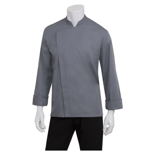 Chef Works BCMC010GRYXL Men's Lansing Chef Coat Roll-up Long Sleeves With Tab