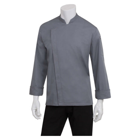 Chef Works BCMC010GRY3XL Men's Lansing Chef Coat Roll-up Long Sleeves With Tab