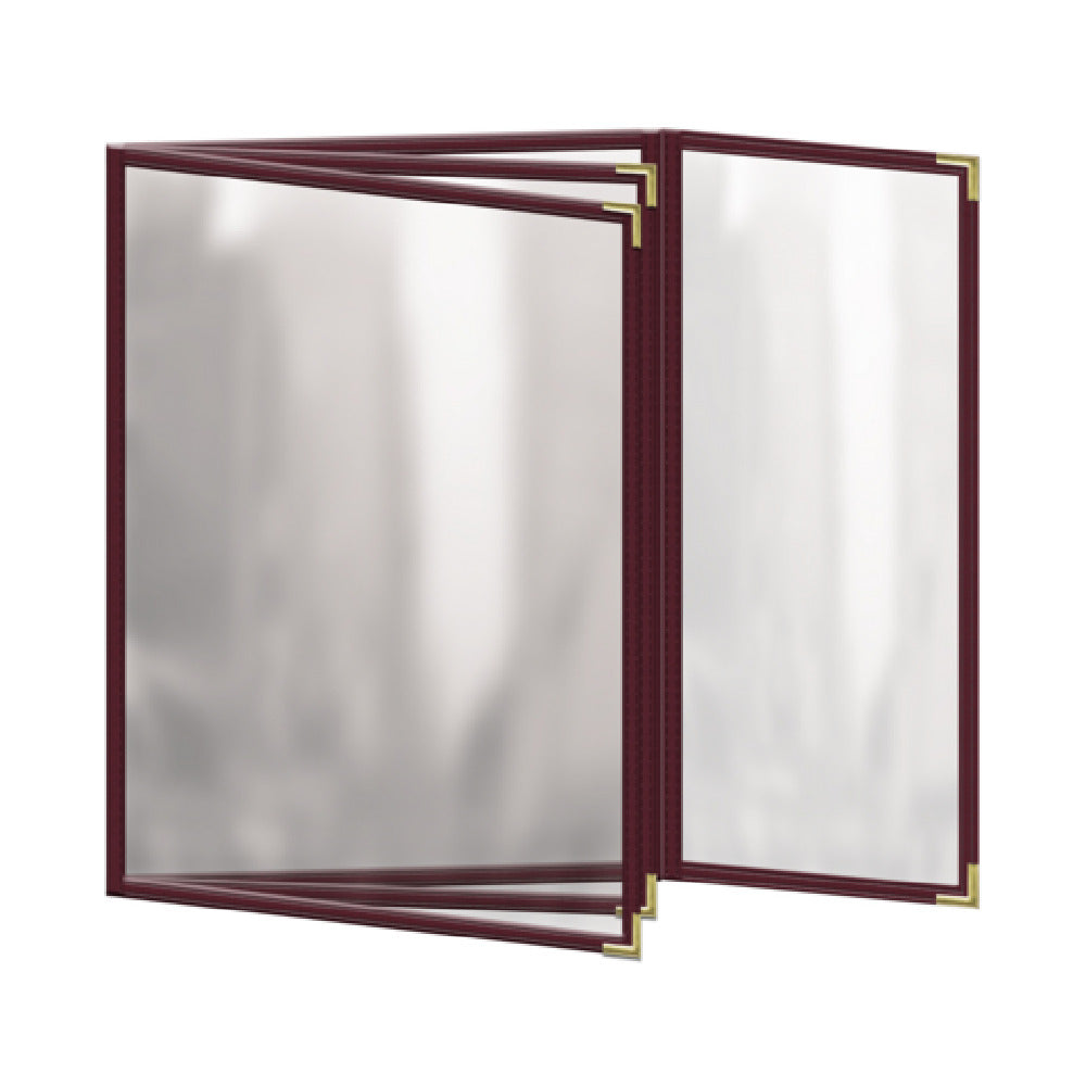 Risch TETBQ 8.5X11 Deluxe Clear Sewn Menu Cover 8-1/2" X 11" Triple Pocket Booklet