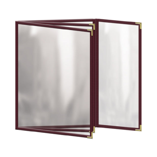 Risch TETBQ 8.5X11 Deluxe Clear Sewn Menu Cover 8-1/2" X 11" Triple Pocket Booklet