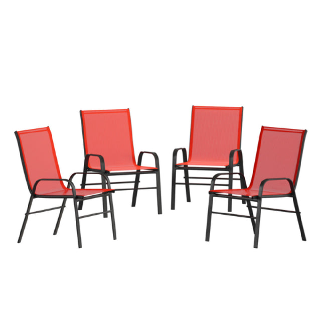 Flash Furniture 4-JJ-303C-RD-GG Brazos Series Stacking Patio Chair 350 Lb. Weight Capacity