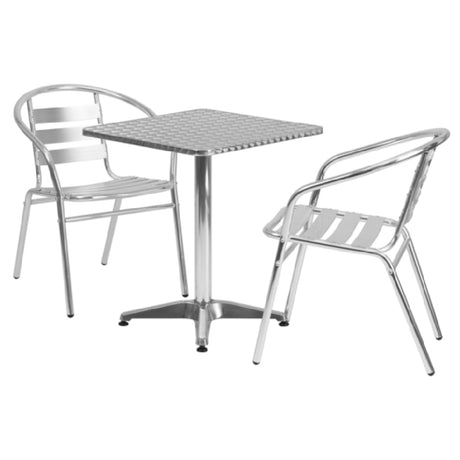 Flash Furniture TLH-ALUM-24SQ-017BCHR2-GG Table & Chair Set Includes (1) 23-1/2"W X 23-1/2"D X 27-1/2"H Table