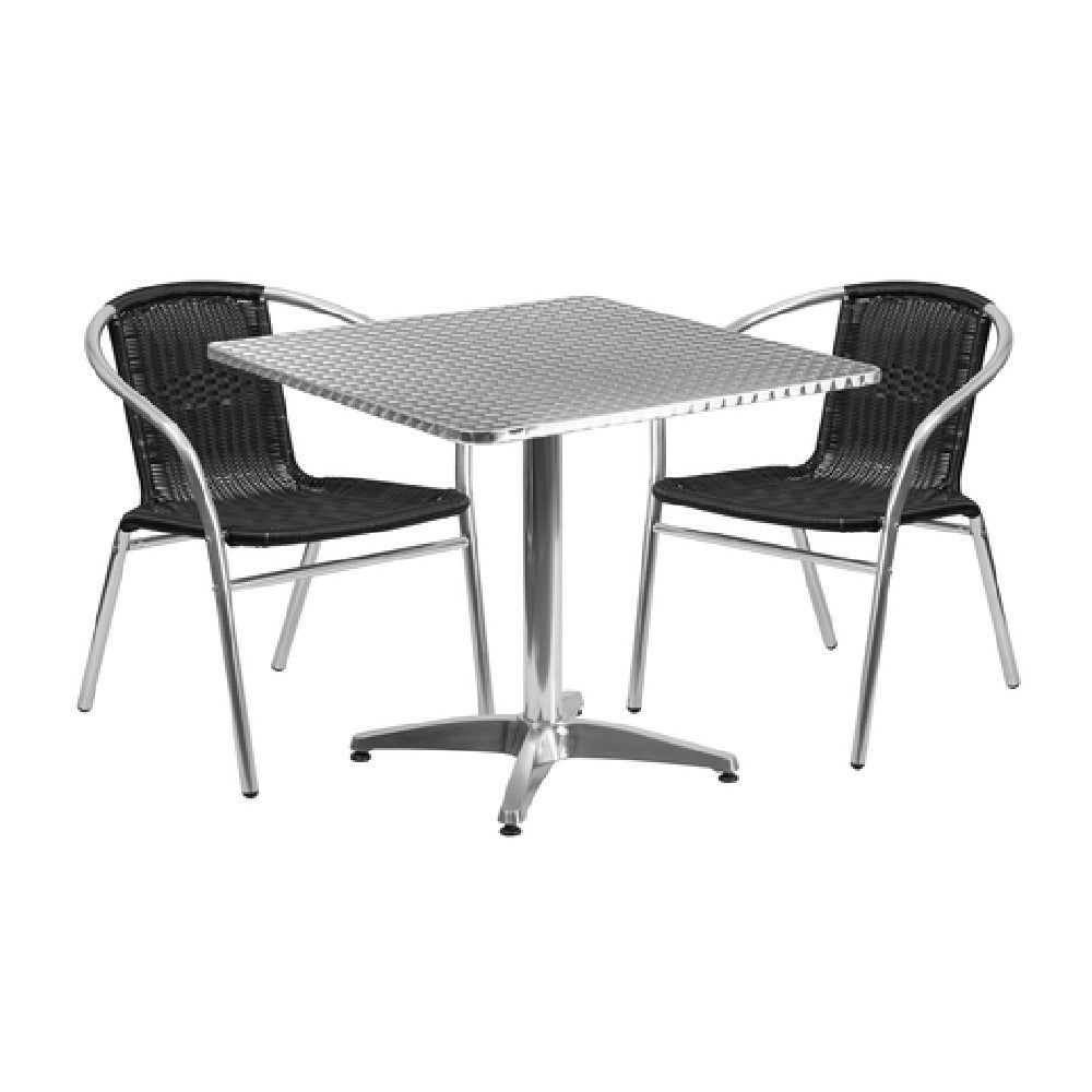 Flash Furniture TLH-ALUM-32SQ-020BKCHR2-GG Table & Chair Set Includes (1) 31-1/2"W X 31-1/2"D X 27-1/2"H Table