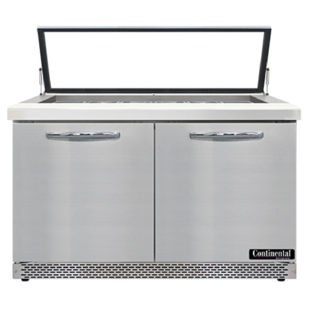 Continental Refrigerator SW48N18M-HGL-FB Mighty Top Sandwich Unit With Hinged Glass Lid