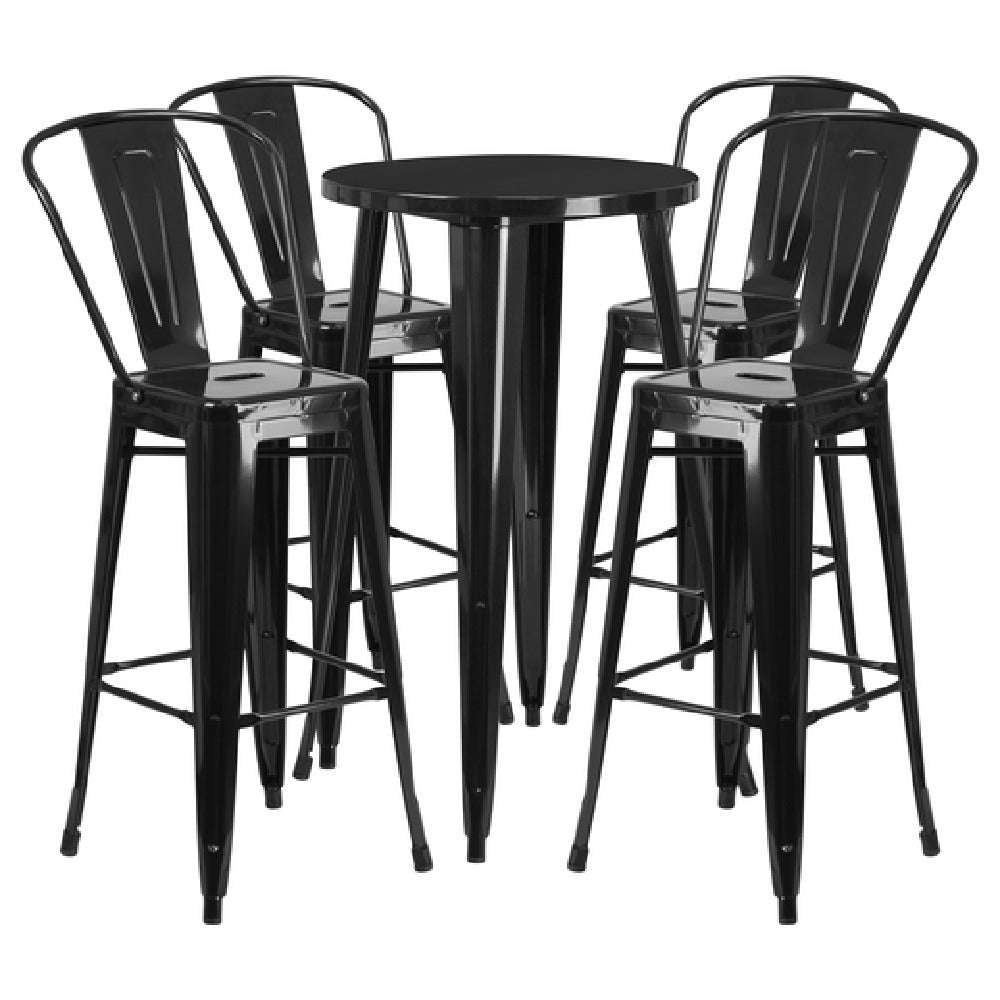 Flash Furniture CH-51080BH-4-30CAFE-BK-GG Table And Bar Stool Set Includes (1) 24" Dia. X 41"H Table