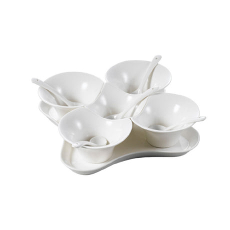 CAC China PTB-11SET Paris-French Champagne Condiment Bowls And Tray Set 11-piece