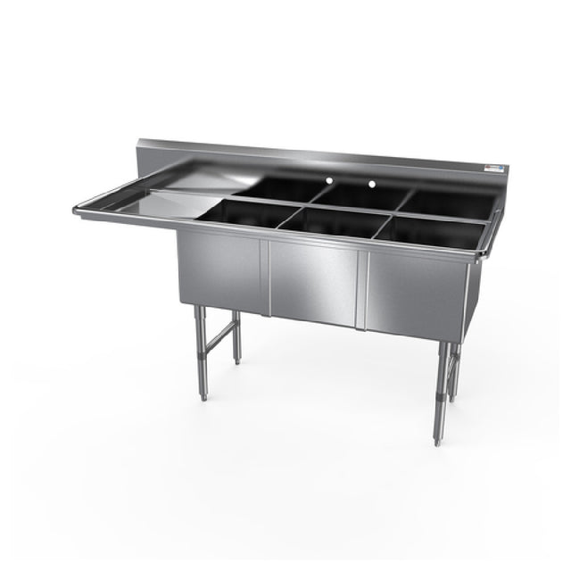 NBR Equipment 3SS-162014L18 Premium Sink Three-compartment 70-3/16"W X 25-1/2"D X 44-1/16"H Overall Size