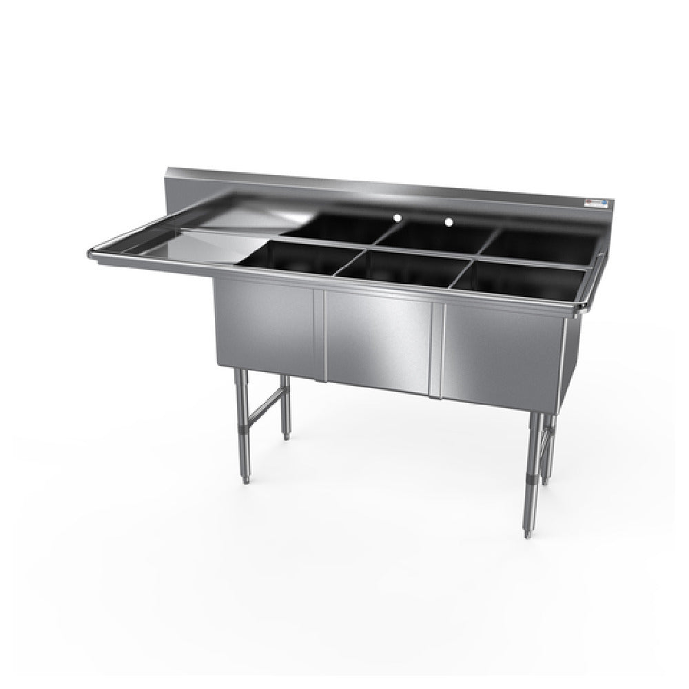 NBR Equipment 3SS-203014L18 Premium Sink Three-compartment 82-3/16"W X 35-1/2"D X 44-1/16"H Overall Size