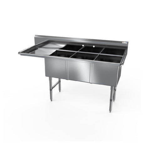 NBR Equipment 3SS-242414L24 Premium Sink Three-compartment 100-3/16"W X 29-1/2"D X 44-1/16"H Overall Size