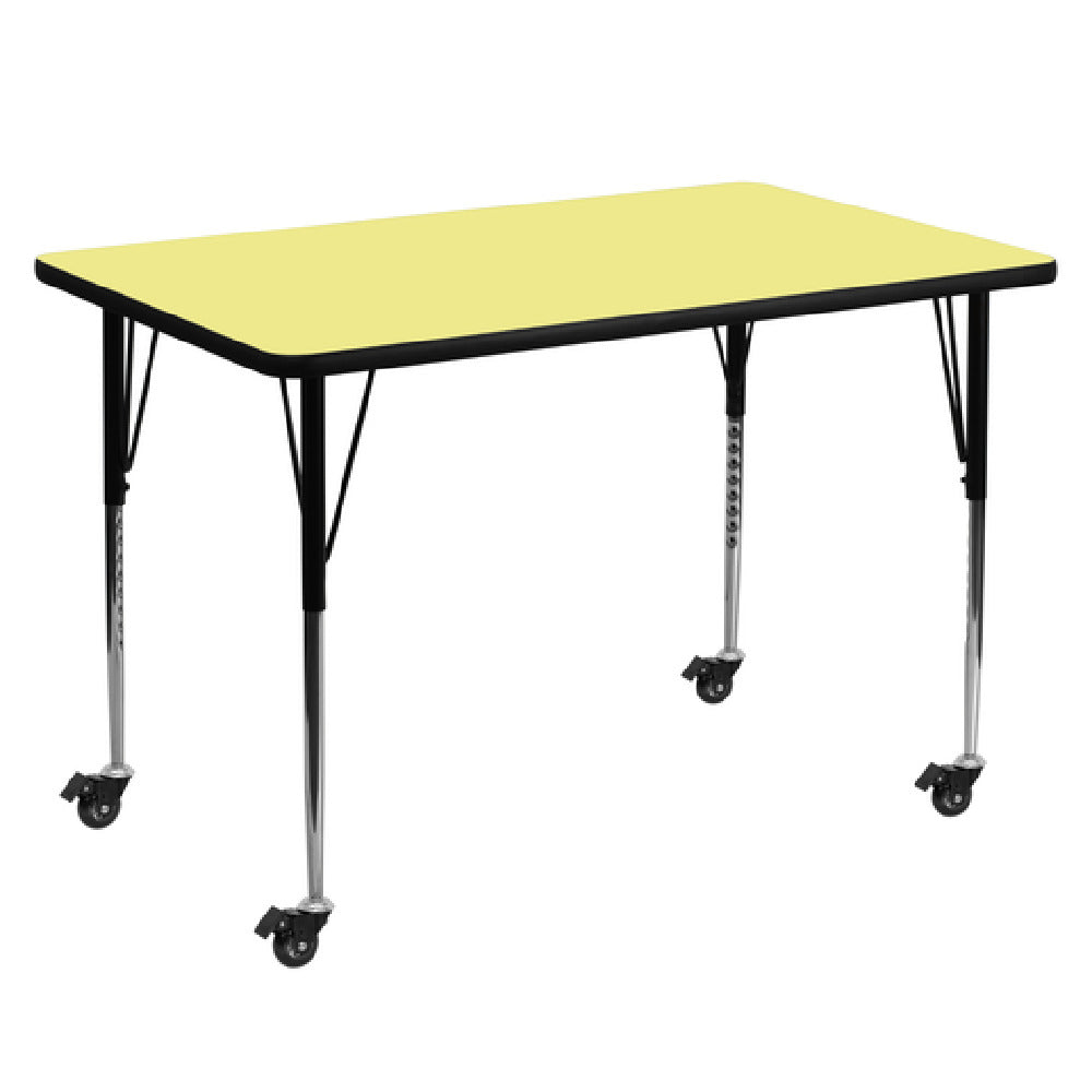 Flash Furniture XU-A3672-REC-YEL-T-A-CAS-GG Activity Table 72"W X 36"D X 22-1/4" To 30-2/5" Adjustable Height