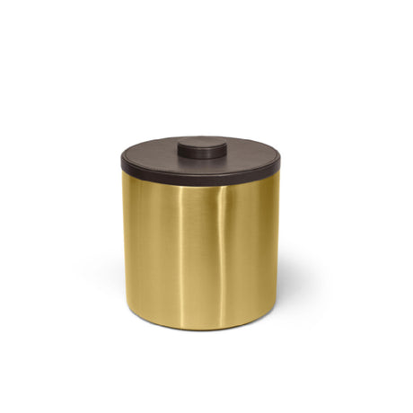 FOH RIB035GOS21 3qt Round Brushed Stainless Ice Bucket Matte Brass With Brown Lid