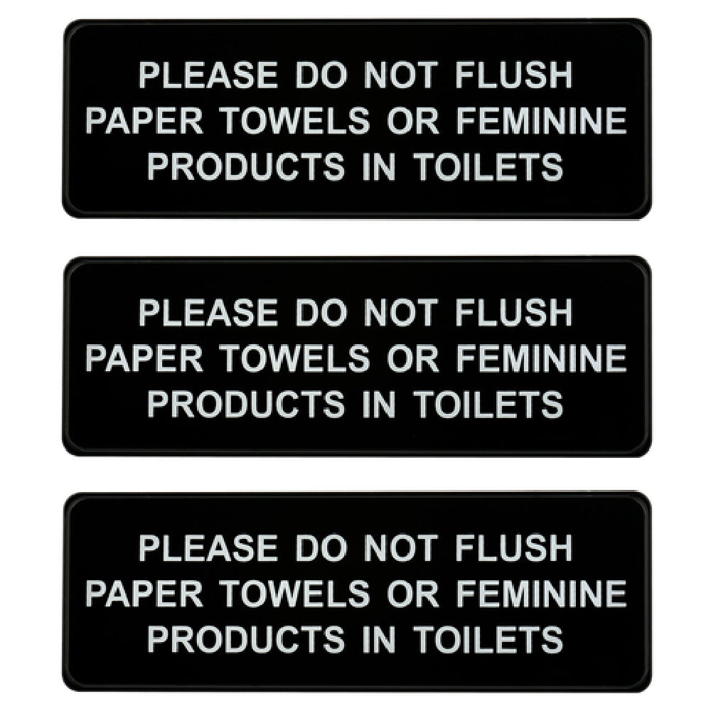 Alpine Industries ALPSGN-B-4 Sign 9" X 3" "Please Do Not Flush Paper Towels Or Feminine Products In Toilets"