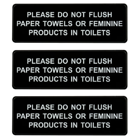 Alpine Industries ALPSGN-B-4 Sign 9" X 3" "Please Do Not Flush Paper Towels Or Feminine Products In Toilets"