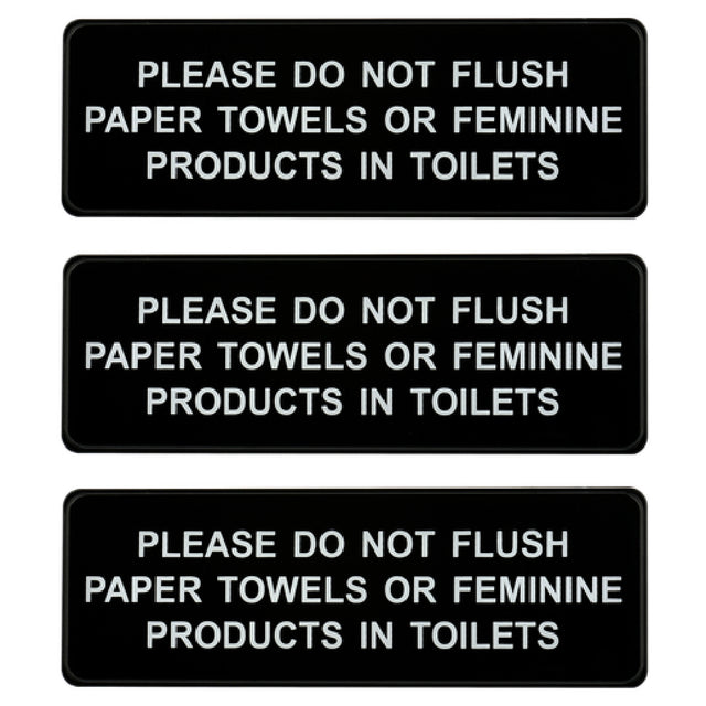 Alpine Industries ALPSGN-B-4 Sign 9" X 3" "Please Do Not Flush Paper Towels Or Feminine Products In Toilets"