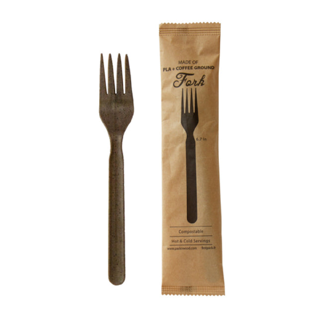 PacknWood 210CVPL711COW - Disposable Fork, 6.7"L, Coffee Ground
