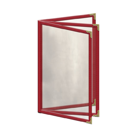 Risch TETB 5.5X8.5 Deluxe Clear Sewn Menu Cover 5-1/2" X 8-1/2" Triple Booklet