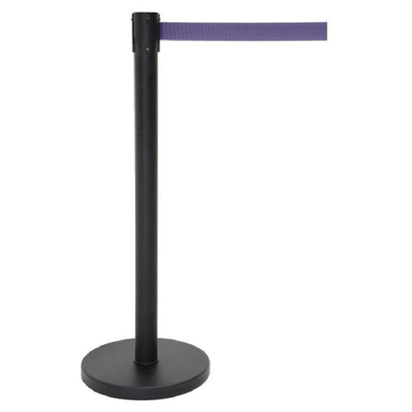 Hubert 17565 - Stanchion, Includes: (1) 40"H Post, (1) 14" Dia. Flat 30 Lb. Base With Protective Rubber Floor Guards & (1) 7' Purple Belt