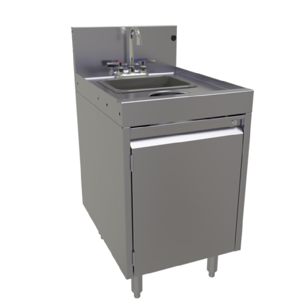 Glastender SWB-18-DW Underbar Wet Waste Sink Cabinet Base With Lockable Hinged Door