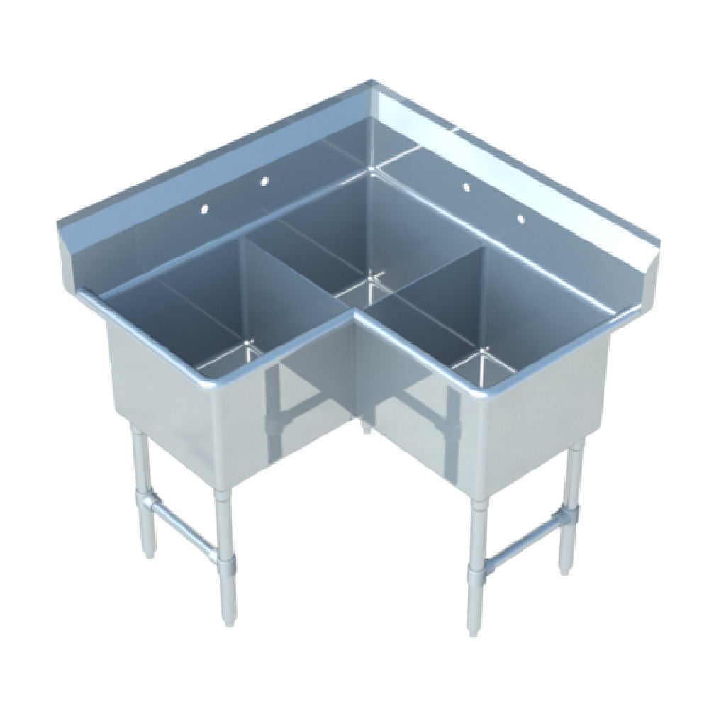 Sapphire Manufacturing SMCS2020-3 Corner Sink 3-compartment 45-1/2" Corner-to-edge