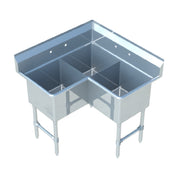 Sapphire Manufacturing SMCS2020-3 Corner Sink 3-compartment 45-1/2" Corner-to-edge