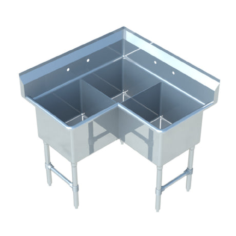 Sapphire Manufacturing SMCS2020-3 Corner Sink 3-compartment 45-1/2" Corner-to-edge