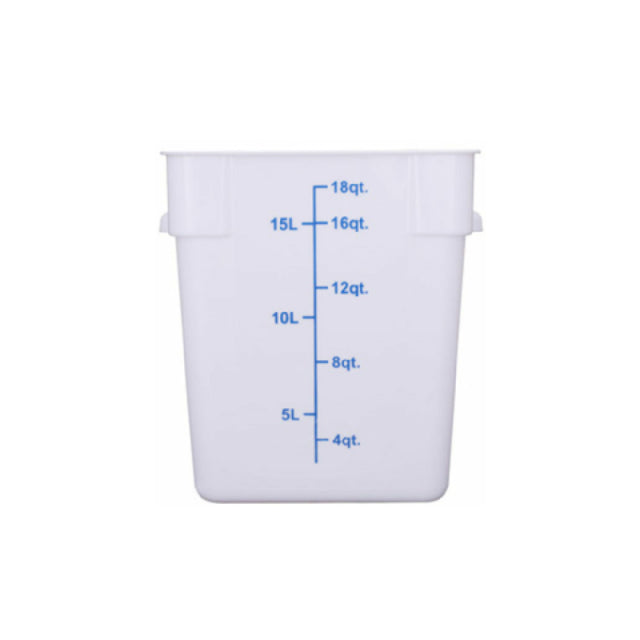Hubert 29A-060 - Kratos® CenPro Square Food Storage Container, 18 Qt. Capacity, White