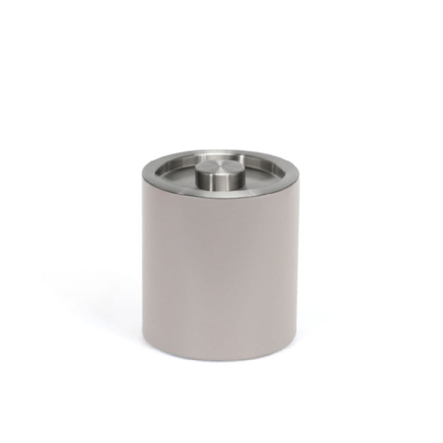 FOH RIB063BEL21 2qt Round London Ice Bucket Stone With Silver Lid Includes One RIB014BEL21-BTM 2qt London Ice Bucket Base Stone