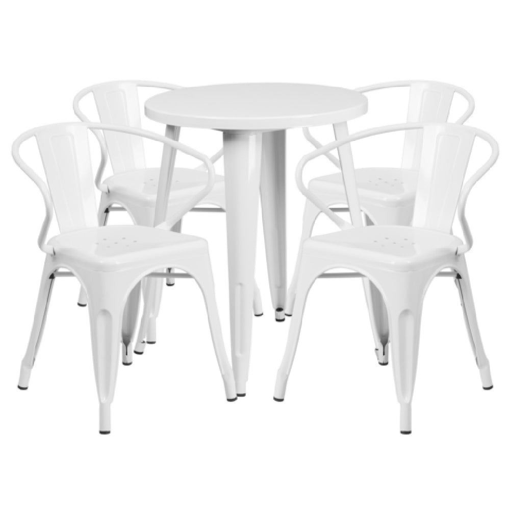 Flash Furniture CH-51080TH-4-18ARM-WH-GG Table And Chair Set Includes (1) 24" Dia. X 29"H Table