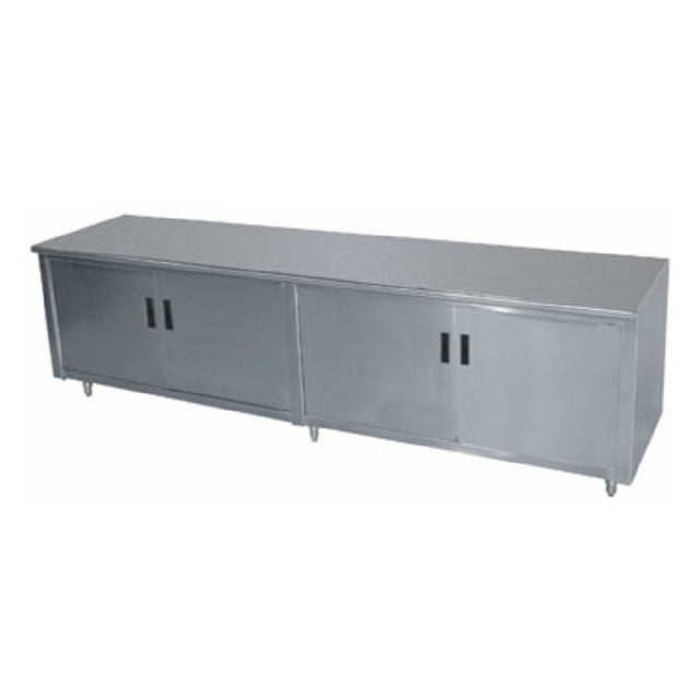 Advance Tabco EHB-SS-2410M Special Value Economy Work Table 120"W X 24"D Cabinet Base With Mid-shelf & Hinged Doors