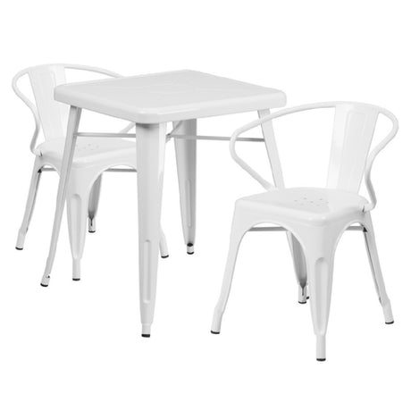 Flash Furniture CH-31330-2-70-WH-GG Table And Chair Set Includes (1) 23-3/4"W X 23-3/4"D X 29"H Table (footprint: 27-3/4"W X 27-3/4"D)