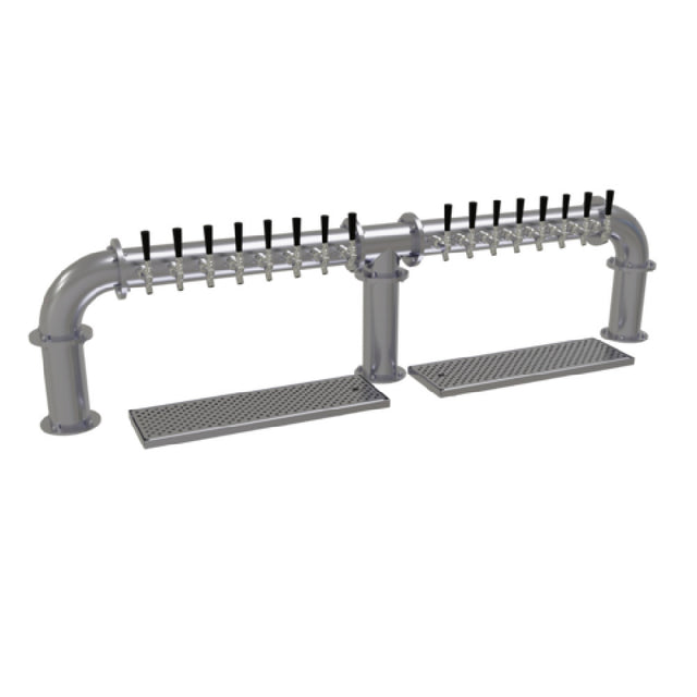 Glastender PB-16-SS Pipe Bridge Draft Dispensing Tower Countertop (16) Stainless Steel Faucets (handles Not Included)