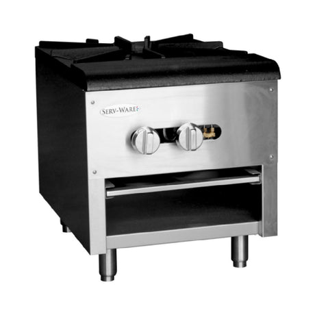 Serv-Ware SSSP-1 - Serv-Ware - Gas Cooking - Single Stock Pot Stove - Natural Gas - Dimensions: 18" W X 24.6" D X 20.4" H - BTU/H: 110,000 (NG) / 85,000 (LP) Per Burner - # Of Burners: 1 - Gas Line: 3/4 - W.C. For Natural Gas: 4 In. - W.C. For LP: 10 In. - Warranty: 1 Year