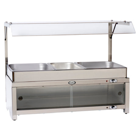 Cadco CMLB-CSG Warming Cabinet 28" X 14" Removable Triple Buffet Server Top Lower Food/plate Warmer Cabinet With Clear Doors