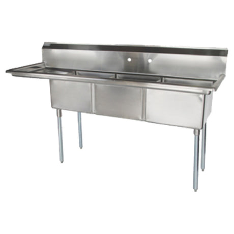 Turbo Air TSA-3-L1 Sink 3-compartment With 18" Left-hand Drainboard