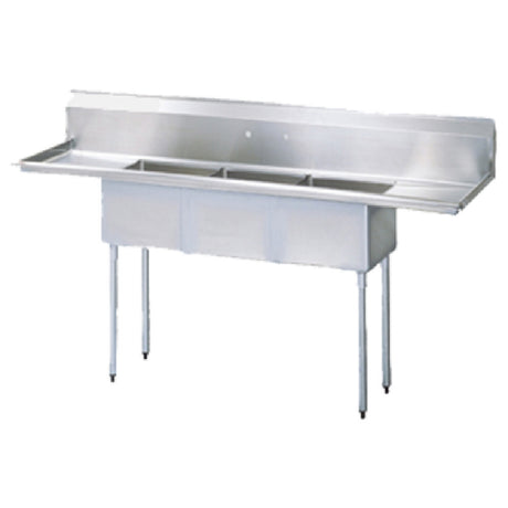 Turbo Air TSA-3-14-D2 Sink 3-compartment With 24" Left & Right-hand Drainboards