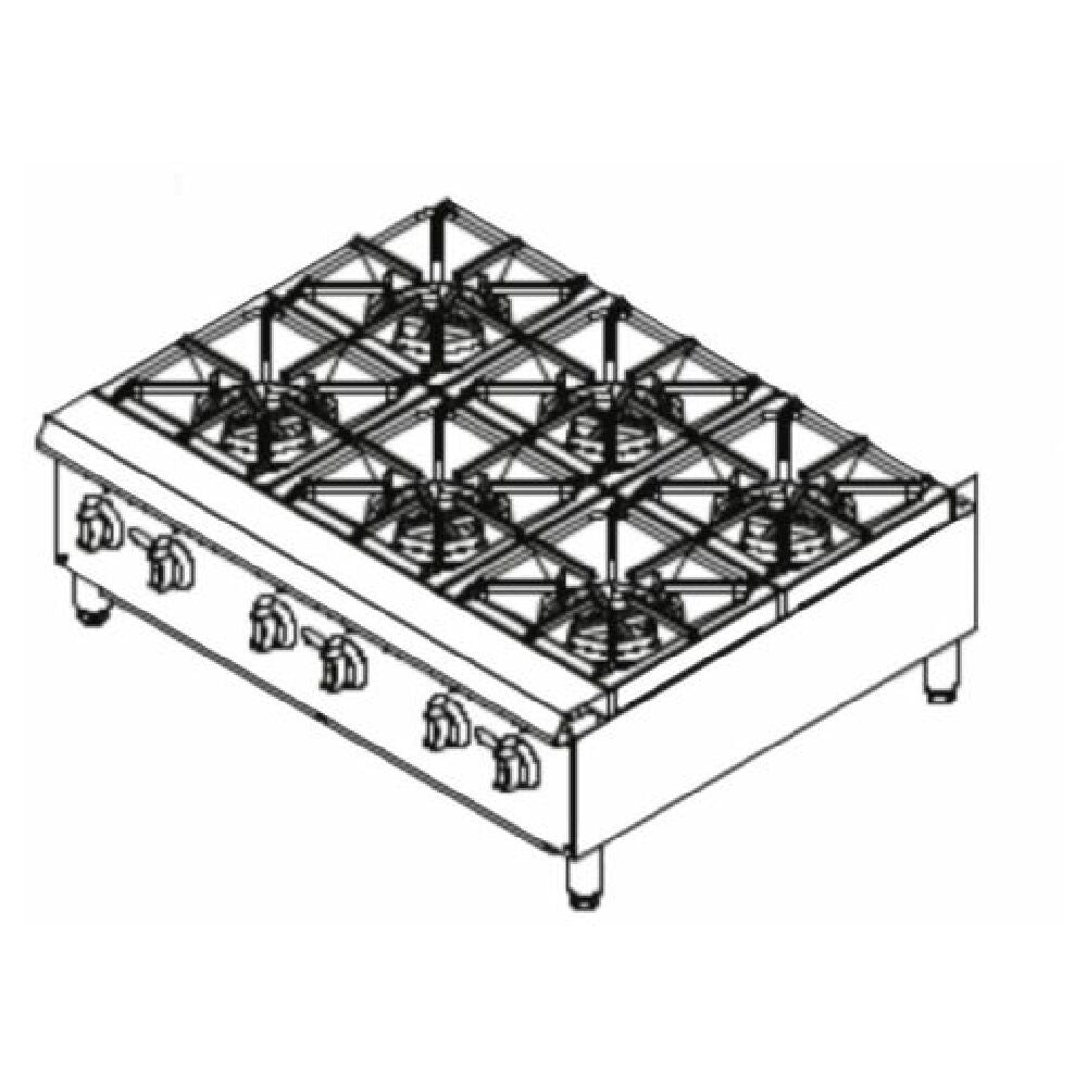 Empura Stainless EHP-6 Empura 36" Hot Plate 6-Burner Natural Gas Stainless Steel Construction