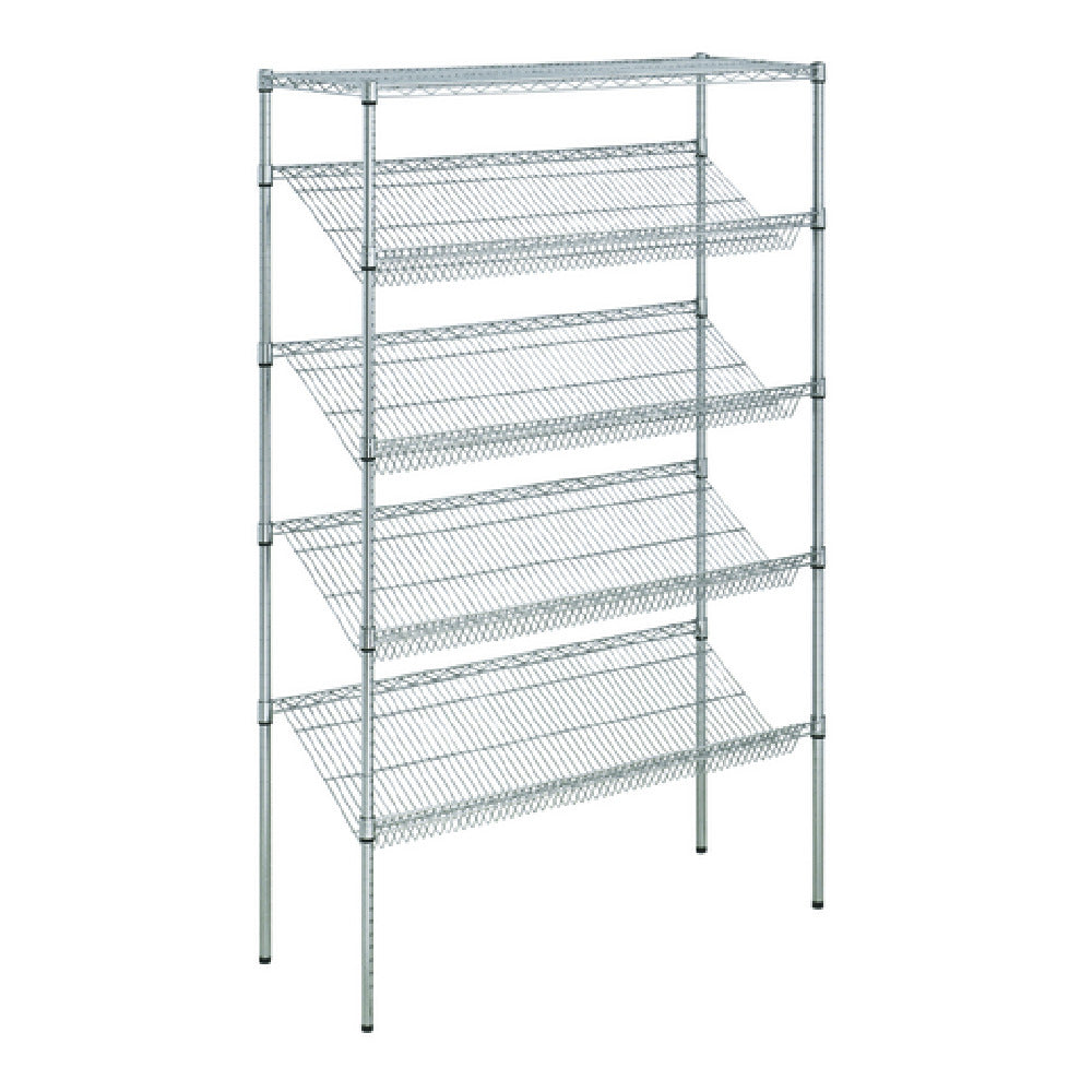Hubert 162641 - Kratos Wire Stationary Merchandising Rack, 60"W X 18"D X 74"H, 4" Slanted