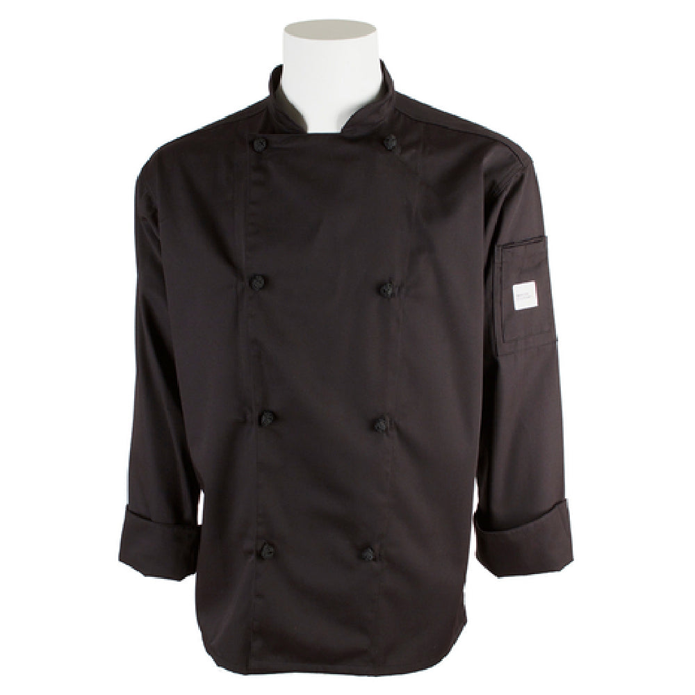 Mercer Culinary M61020BK3X Genesis Unisex Chef Jacket (8) Cloth Knot Buttons Utility Shoulder Pocket