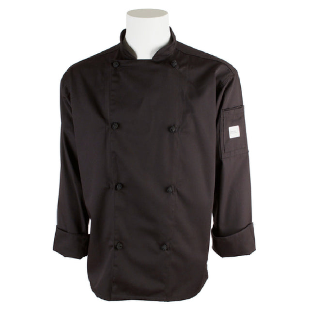 Mercer Culinary M61020BK5X Genesis Unisex Chef Jacket (8) Cloth Knot Buttons Utility Shoulder Pocket