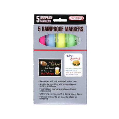 Chef Master 90032 Chef-Master™ Rain Proof Markers 5-pack Of Fluorescent Colors Include: Blue