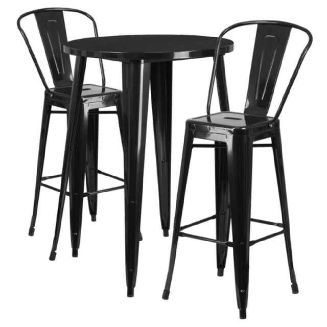 Flash Furniture CH-51090BH-2-30CAFE-BK-GG Table And Bar Stool Set Includes (1) 30" Dia. X 41"H Table