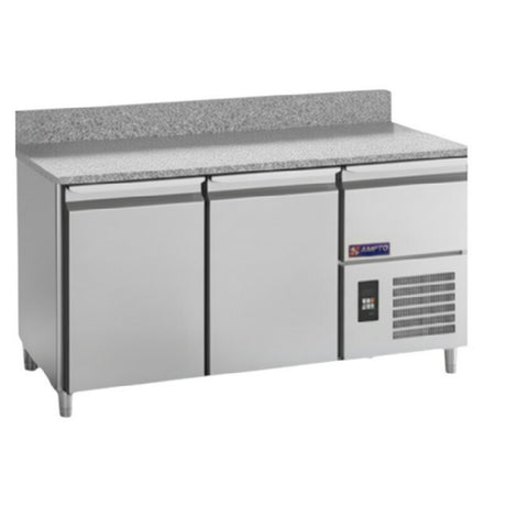AMPTO MPP-2BS - AMPTO® Granite Pizza Prep Table, Refrigerated, Two-section Refrigerated And One-section Neutral Over Compressor
