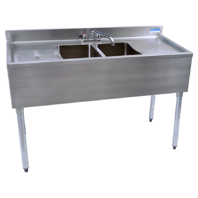 BK Resources UB4-18-248TS Slim-Line Underbar Sink Two Compartment 48”W X 18-1/4"D X 32-1/2"H Overall Size