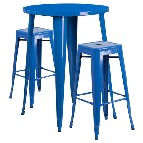 Flash Furniture CH-51090BH-2-30SQST-BL-GG Table And Bar Stool Set Includes (1) 30" Dia. X 41"H Table