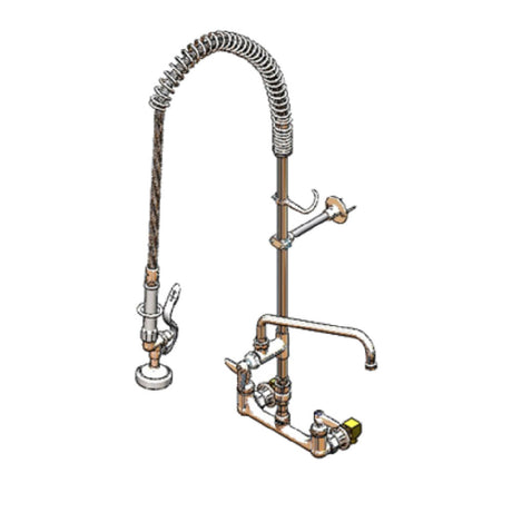 T&S Brass B-0133-12-CRVBE EasyInstall Pre-Rinse Unit 8" Wall Mount 12" Swivel Nozzle