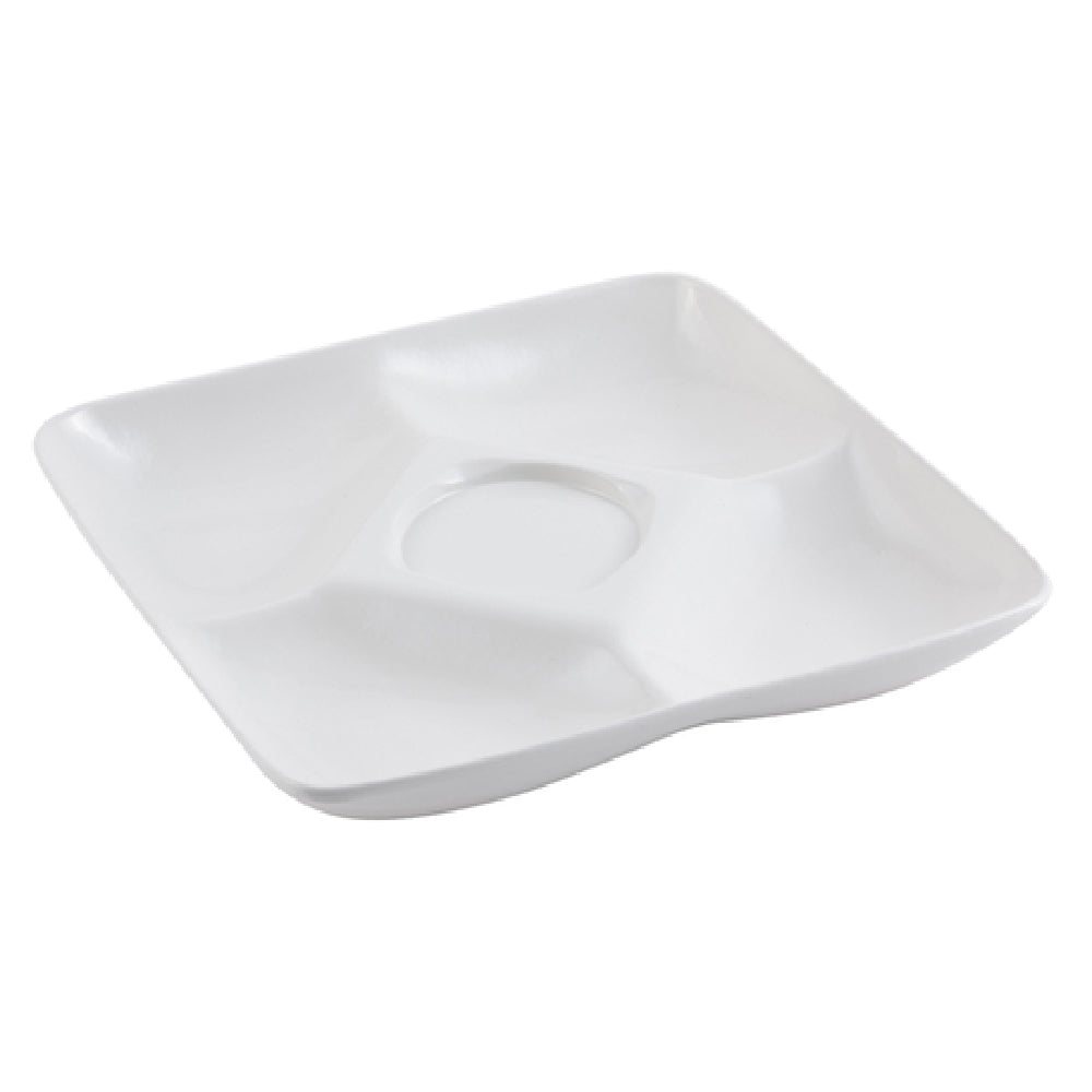 Bon Chef 9200PWHT Buffet Display Tray 11-3/16" X 11-3/16" 5-compartment