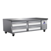 Valpro VPCB-74C - Refrigerated Chef Base With Marine Edge Top, 74″, (4) Full-extension Telescoping Cartridge Drawers With 6″ Pan Capacity (top And Bottom)