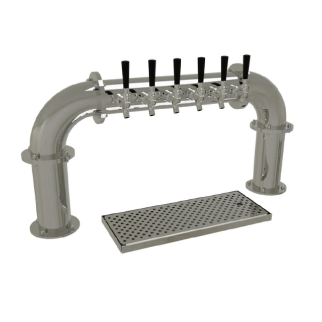 Glastender PP-6-MFR Pipe Pass-Thru Draft Dispensing Tower Countertop (6) Stainless Steel Faucets (handles Not Included)