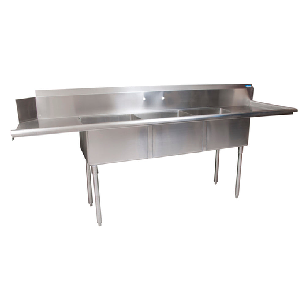 BK Resources BKSDT-3-20-12-20RS Soiled Dishtable & Three-Compartment Sink 100"W X 30-1/2"D X 44"H Overall Size